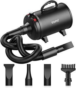 EGFKI Dog-Hair-Dryer, 5.2HP/ 3800W High Velocity Pet Blow Dryer with Heater for Grooming, Speed Temperature Adjustable Dog Blower Grooming Dryer with 4 Nozzles