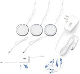 EShine Under Cabinet Puck Lights with Hand Wave Sensor – Circular LED Cabinet Lights – Dimmable – Pack of 3, Warm White (3000K)