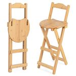 TANGZON Bar Stools Set of 2, Folding Bamboo Counter Height Stool with Backrest & Footrest, Portable Breakfast Dining Chairs for Home Kitchen Restaurant, No Assembly (with backrest, 36 x 36 x 84cm)