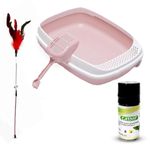 Emily Pets Cat Litter Box with Scooper and Catnip for Cats (Pink)