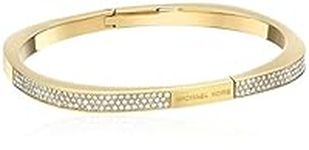 Michael Kors Pave Logo Cushion Hinged Gold Tone Bangle Bracelet