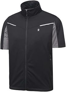 Little Donkey Andy Men's Lightweight Softshell Vests Short Sleeve Jackets for Golfing Hiking Running, Black, X-Large