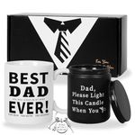 Philivivi Gifts for Dad, Mug for Father, Candle for Dad, Best Dad Ever Coffee Mug with Keychain for Birthday Christmas Gifts from Daughter Son, Fathers Day Gift