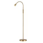 O’Bright Ray – Adjustable LED Beam Floor Lamp, Dimmable and Zoomable Spotlight, Flexible Gooseneck, Reading/Crafting Standing Lamp, Work Table Light, Antique Brass