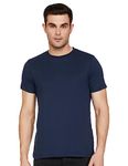 Amazon Brand - Symbol Men's Cotton T Shirt | Round Neck | Half Sleeve | Plain - Regular Fit (Available in Plus Size) (Iris Navy_L)