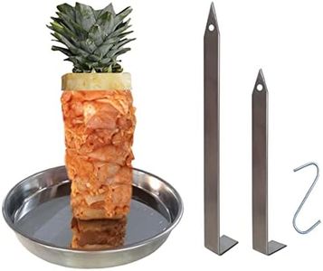 Al Pastor Skewer for Grill, 7.5'' and 10'' Skewers, 10"x10" and 1.40 Depth Stainless Steel Base Plate,Vertical Skewer,BBQ Vertical Skewer,Trompo para Tacos Al Pastor,Vertical Rotisserie,Vertical Spit