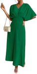 Floerns Women's V Neck Half Sleeve Ruched Cocktail Evening A Line Long Dress Dark Green XS