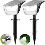 Linkind Solar Lights Outdoor 60 LEDs Solar Lights for Outside Ultra-Bright 800LM Solar Spot Lights 30% Conversion Rate Solar Landscape Lights Waterproof IP67 for Garden Yard Pathway, 2 Pack Cool White