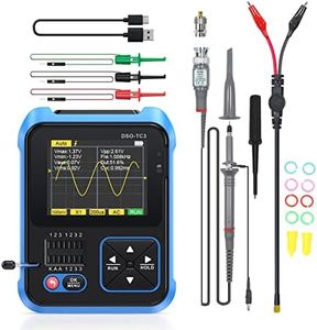 Handheld Digital Oscilloscope, 3 in 1 Handheld Oscilloscope Multimeter with 500KHz Bandwidth, 10MSa/s Sampling Rate, 2.4inch TFT LED Screen Portable Digital Oscilloscope Kit (High Configuration)