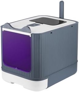 Maison de Toilette pour Chat,Bac à Litiere Chat Autonettoyante,Litière Automatique Autonettoyant pour Chats avec des Rayons ultraviolets-44,5 * 36,5 * 34,5 cm-Blanc-UV