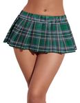 Avidlove Women’s Pleated Skirt Short Mini Skater Basic Skirt School Cheerleader Green Plaid L