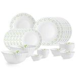 Cello Opalware Dazzle Series Tropical Lagoon Dinner Set, 27Pcs | Opal Glass Dinner Set for 6 | Light-Weight, Daily Use Crockery Set for Dining | White Plate and Bowl Set