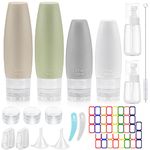 18 Pcs Travel Bottles for Toiletries, Homgaty TSA Approved Refillable Toiletry Containers Leak Proof Squeezable Silicone Travel Bottles Kit for Shampoo Conditioner Lotion Body Wash (2oz/3oz)