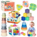 MutoToy ® Baby Toys 6-12 Months, 6 in 1 Montessori Toys, 42PCS Baby Sensory Toys with Stacking Cups, Suction Cup Spinner Toys, Baby Tissue Box Toy, Shape Sorter, Stacking Rings, Baby Blocks