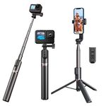 AuyKoo 51'' Selfie Stick Tripod for GoPro with Wireless Bluetooth Remote, Telescopic Vlog Pole Stick for GoPro 12 11 10 9 8 Max, Extendable Stick Compatible with iPhone Samsung Huawei most Smartphone