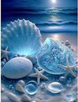 WICHARSH Seashell Diamond Painting Kits for Adults-Beach Diamond Art for Adult,Seashell Gem Painting Crafts Home Wall Decor,DIY 5D Gem Art Seashell Perfect for Relaxation(12x16inch,Frameless)