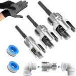 BYXIWA 4 in 1 Water Pipe Wrench, 1/2", 3/4", 1" Pipe Threading Kit, Integrated Internal & External Pipe Threading Tool for PVC PPR Plastic Pipe Plumbing Repair (1/2"+3/4"+1")