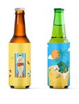 Coozybear 330ml Bottle/Can Cooler Sleeve, Can Coozy, Drink Insulator…(Set of 2,Medium) (Beach Ukulele & Summer Vibes)