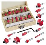 Router Bits Set 12 Pieces 1/2 Inch, Router Bits Kit, DIYer Woodworking Tools, Carrying Case (12 Pcs| Size 8 mm|Color-Multi| Material-Carbon steel)