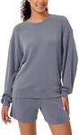 ODODOS Modal Soft Oversized Sweatshirts for Women Crew Neck Long Sleeve Relaxed Pullover Tops, Purple Gray, Medium