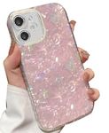 mobistyle Designed for iPhone 12 | Camera Lens Protection |Heart Pattern Print Design for Women Teen Girls Phone Back Cover Case (Heart Pink)