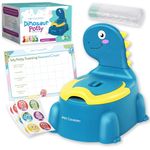 Dinosaur Potty Training Toilet Seat, Potty Toilet Set for Boys & Girls with Splash Guard, Toddler, Lid & Comfortable Back Rest, Includes Free Potty Liners & Reward Sticker Chart (Blue)