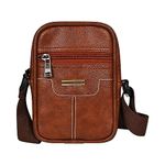 Pramadda Pure Luxury Milan SMALL Leather Sling Bag for Men Women | Classic Chest Slinger | Mobile Pocket Sling Bags for passport documents essential items| corporate gifts items. (Tan)