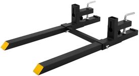 GarveeTech 60" 4000lbs Clamp on Pallet Forks Heavy Duty Tractor Forks with Adjustable Stabilizer Bar Quick Attach Pallet Fork for Bucket Tractor Loader Skid Steer