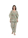 IKK KUDI BY SEERAT Women's & Girl's Cotton Floral Night Suit Pack of 1 (IKKNS-6_Pista Green_Medium)