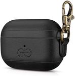 Dreem Vegan Leather Case Cover with Keychain Clip Compatible with AirPods Pro 1 for Women & Men/Apple 1st Generation, Protective One Piece Hard Shell, Luxury AirPod Pro Case [Black]