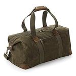 Quadra Heritage Leather Accented Waxed Canvas Holdall (One Size) (Olive Green)