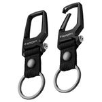 Spigen Carabiner Key Ring Clip, Car Keychain Clip, Key Chain (2 Pack) - Black