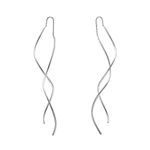 925 Sterling Silver Earrings for Women Fashion Threader Twisted Dangle Pull Through Earrings