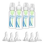 Dr. Brown's Options+ Narrow Bottle 4 Count + Natural Flow Level 2 Narrow Baby Bottle Nipple 6 Pack