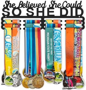 Dafftos Awards She Believed She Could So She Did Medal Display Hanger Holder Bib Ribbon Rack Organizer Awards Ribbon Wall Mount Easy to Assemble Fashion Store 60 Medal Holders for Runners 14 Inch
