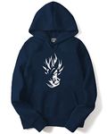 ADRO Men's Cotton Neck Hooded Sweatshirt (H21-M-GOK-NB_Navy_L)