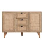 MAISON ARTS Rattan Cabinet Sideboard Buffet Cabinet with Storage Boho Accent Cabinet with 2 Doors and 3 Drawers for Living Room Dining Room Entryway