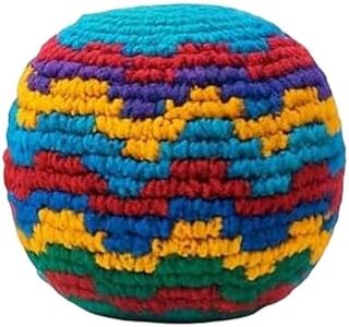 Knitted Footbag Sack for Adults, Handmade Crochet Footbags - Multi-Color Geometric Pattern Foot Bag for Coordination Training Stress Relief Outdoor Game