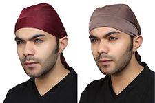 BISMAADH Unisex Sweat Wicking Beanie Skull Cap Adjustable Cycling Hat Wrap Rag (Maroon and Moose)