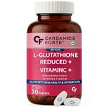 Carbamide Forte Japanese Reduced L Glutathione Tablets 500mg with Vitamin C | Glutathione Supplement with Hyaluronic Acid, Vitamin E, C, Lycopene & Biotin – 30 Veg Tablets