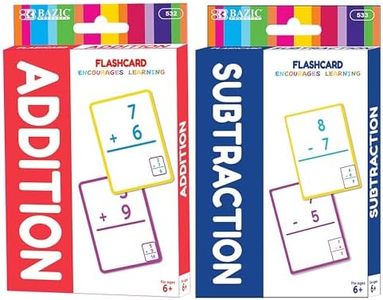 BAZIC Products Addition & Subtraction Flash Cards, Number Math Calculation Card Game Education Training Learning Practice Activities (36/Pack), Set of 2-Pack