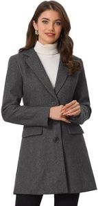 Allegra K Women's Notched Lapel Single Breasted Outwear Winter Coat Dark Grey X-Large