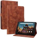 Nexue Case for Amazon Kindle Fire HD 10 & 10 Plus Tablet(13th/11th Generation 2023/2021 Release) with Pencil Holder Pocket Elastic Band Folio Stand Magnetic PU Leather Cover (Brown)