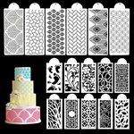 Ivana's 16PCs Cake Decorating Stencils, Floral Cake Templates Cake Printing Fine Hollow Lace Cookie Fondant Dessert Decorating Molds, Side Baking Mesh Stencil Tool for Cake Decorations (Side Baking)