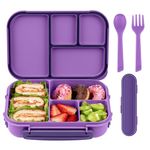 Amathley Lunch Box Kids,Bento Box Adult Lunch Box,Leakproof Lunch Containers for Adults/Kids/Toddler,1200ML-4 Compartments bento Lunch Box with Utensil,Microwave & Dishwasher Safe (Purple)