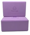 Teeyar Yoga Blocks Set - 2 Pack Odourless High Density(Hard) 4 Inch(9''x6''x4'') or 3 Inch(9''x6''x3'') Premium Durable EVA Foam Exercise Blocks for Yoga/Pilates, Bloc Yoga (4 Inch Violet)