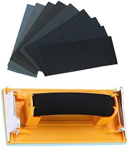 Sandpaper Variety Pack 120 to 3000 Assorted Grits Sand Paper 24 Pack Sandpaper + 1 Hand Sander, 9x3.6 Inch Sanding Sheets for Wood Furniture Finishing Glass Metal Sanding Automotive Polish