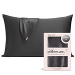 Kitsch Satin Pillowcase with Zipper for Hair & Skin - Softer Than Silk Pillow Cases, Smooth Cooling Satin Pillow Case, Wrinkle-Free, Machine Washable, Pillow Cases Standard Size 48x66 cm - Charcoal