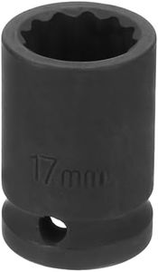HARFINGTON 12-Point Impact Socket 1/2 Inch Drive 17mm Metric Cr-V Shallow Impact Socket Nut Driver Wrench for Auto Repair