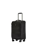 ANTLER - Soft Stripe 2.0 Cabin Suitcase - easyjet Compatible Bag 55x35x20 - Adjustable Handle, 4 Spinner Wheels, Lightweight, TSA Lock - Recycled Polyester Luggage - Black